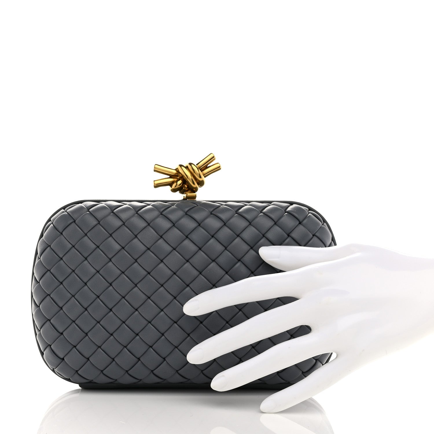 Bottega Veneta Nappa Intrecciato Minaudiere Knot Clutch Slate 2 of 7