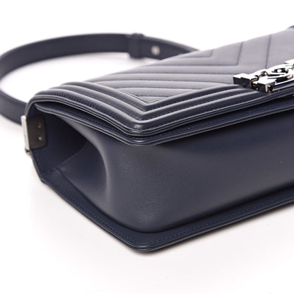 Chanel Calfskin Chevron Medium Boy Flap Navy 8 of 10