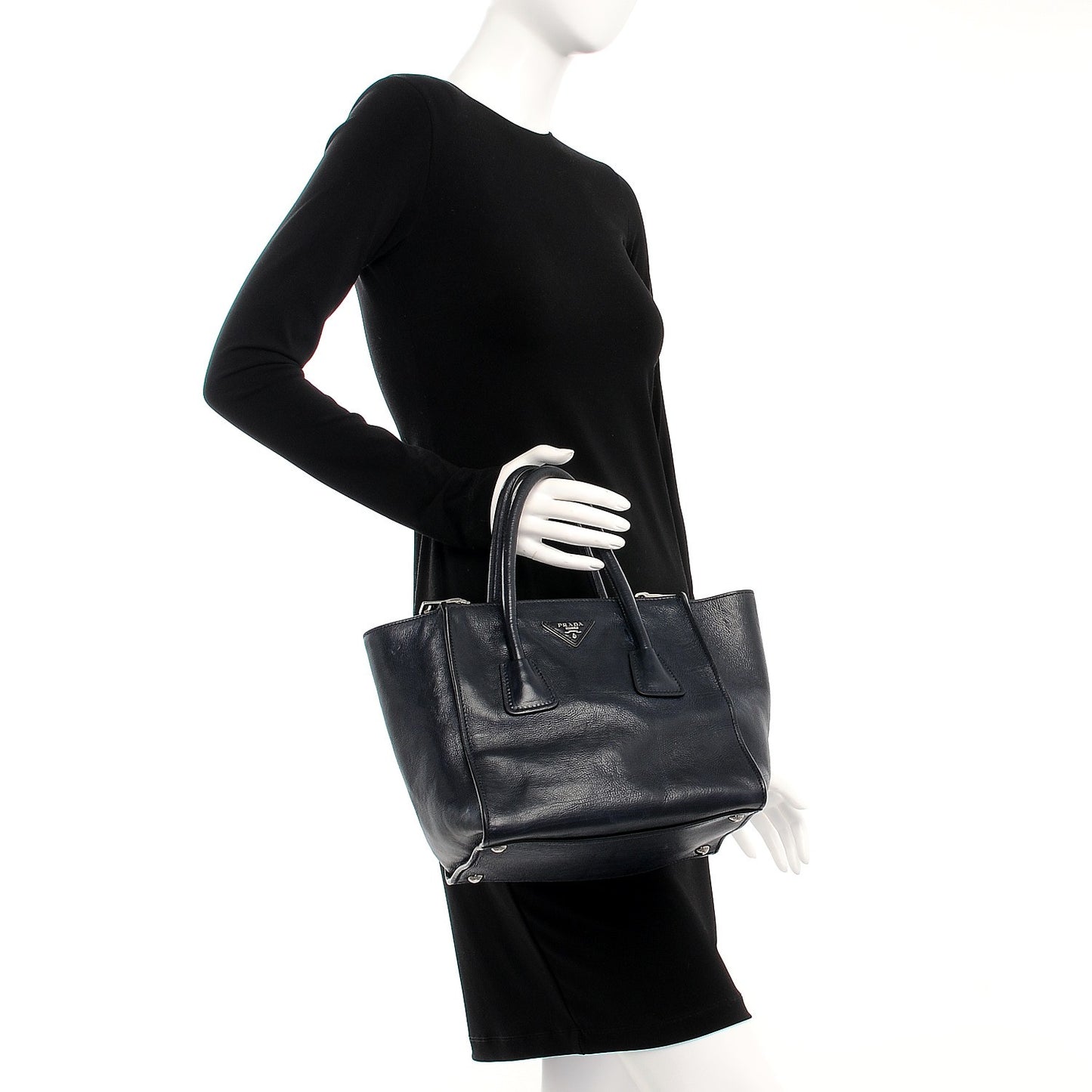 Glace Calf Small Twin Pocket Tote Baltico