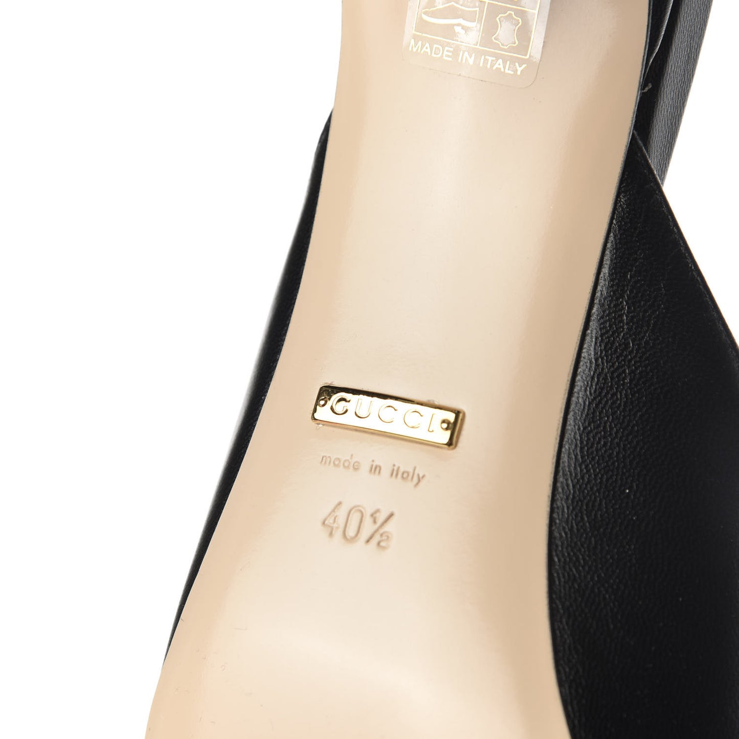 Malaga Kid Half Moon GG Square Toe Slide Sandals 40.5 Black