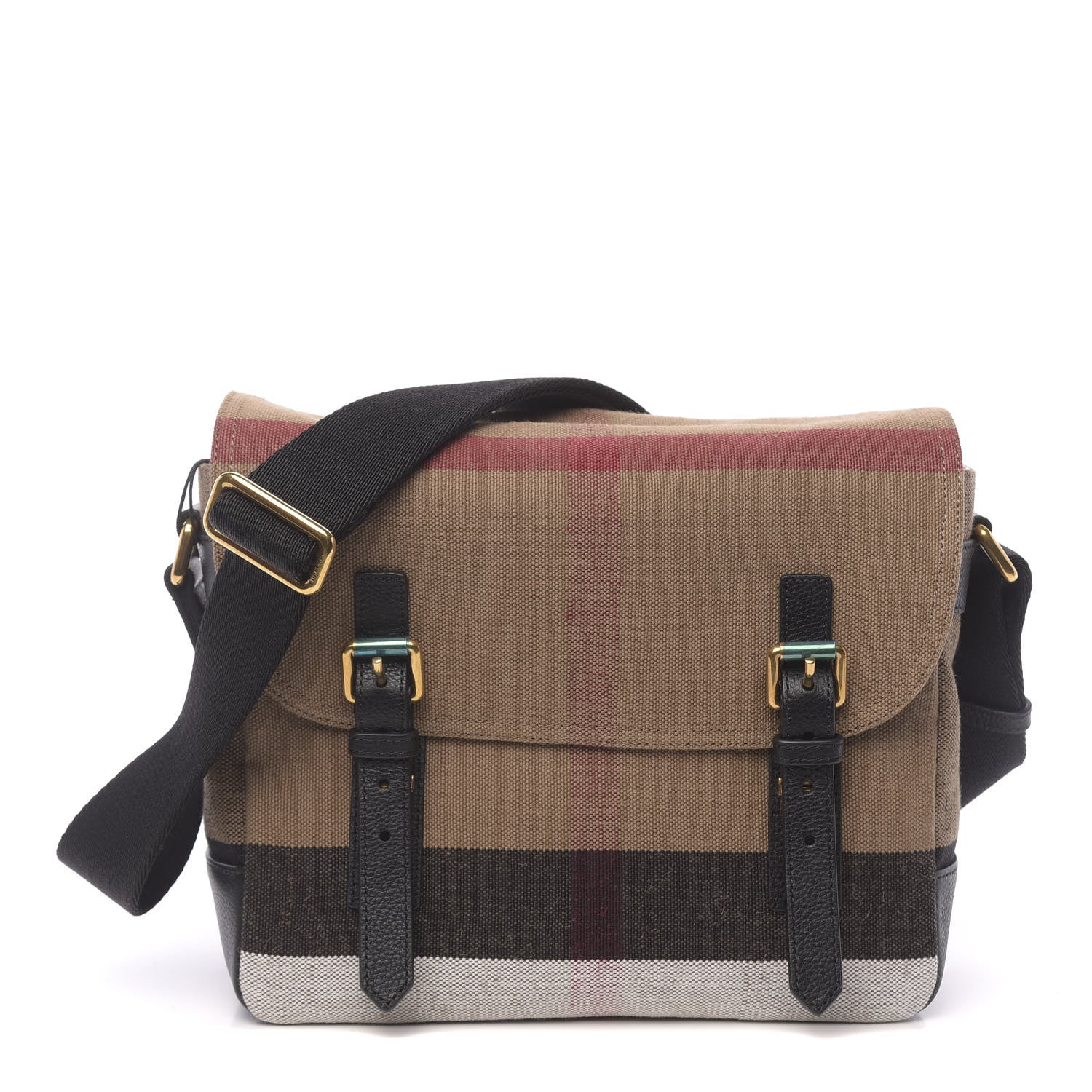 Burberry Canvas Mega Check Large Baildon Messenger Bag Black 1 of 13