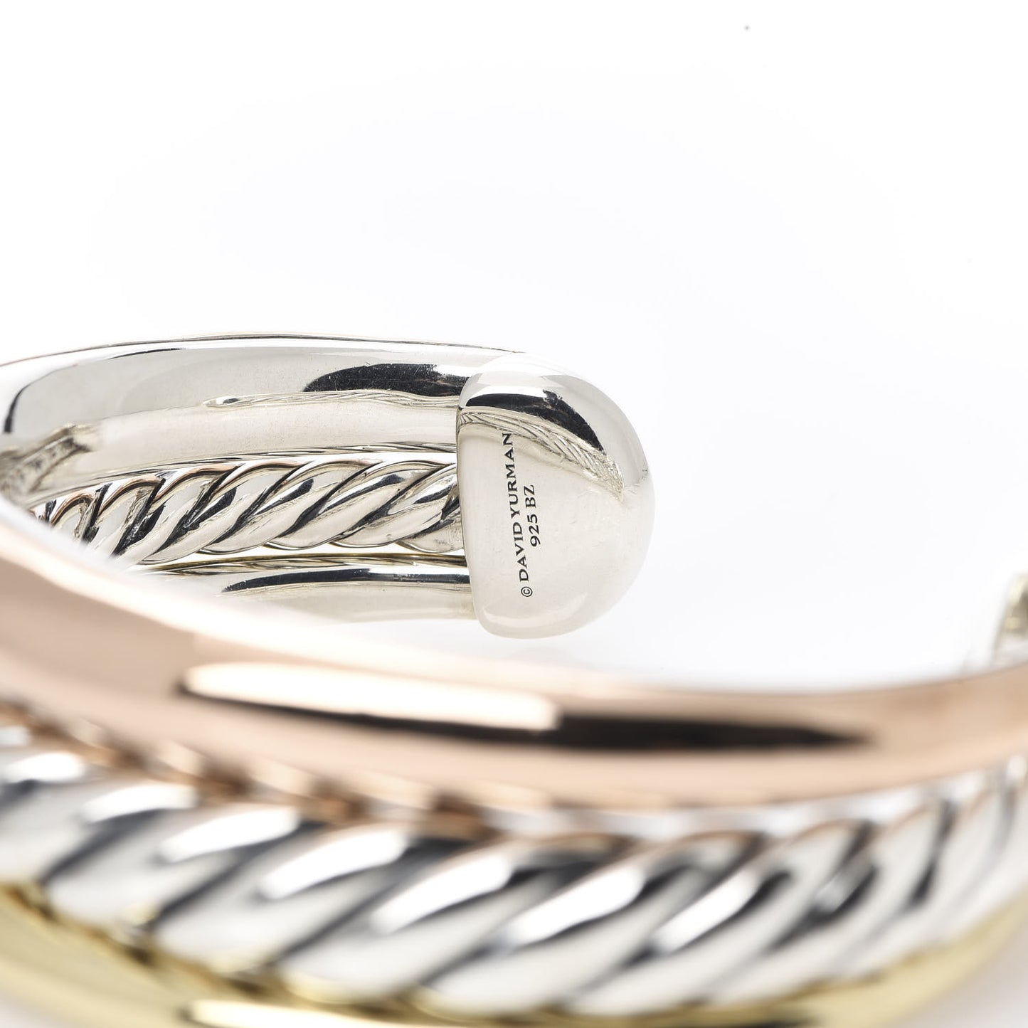 Sterling Silver Bronze Pure Form Three-Row Cuff Bracelet