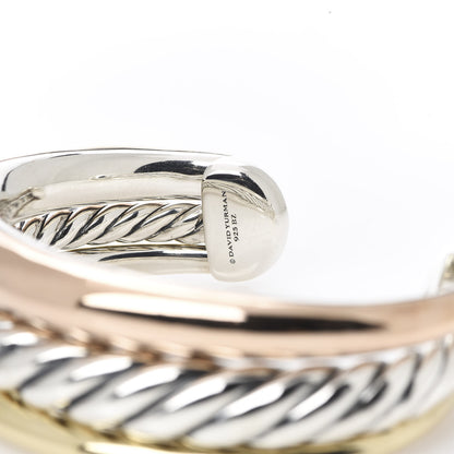 David Yurman Sterling Silver Bronze Pure Form Three-Row Cuff Bracelet 4 of 4