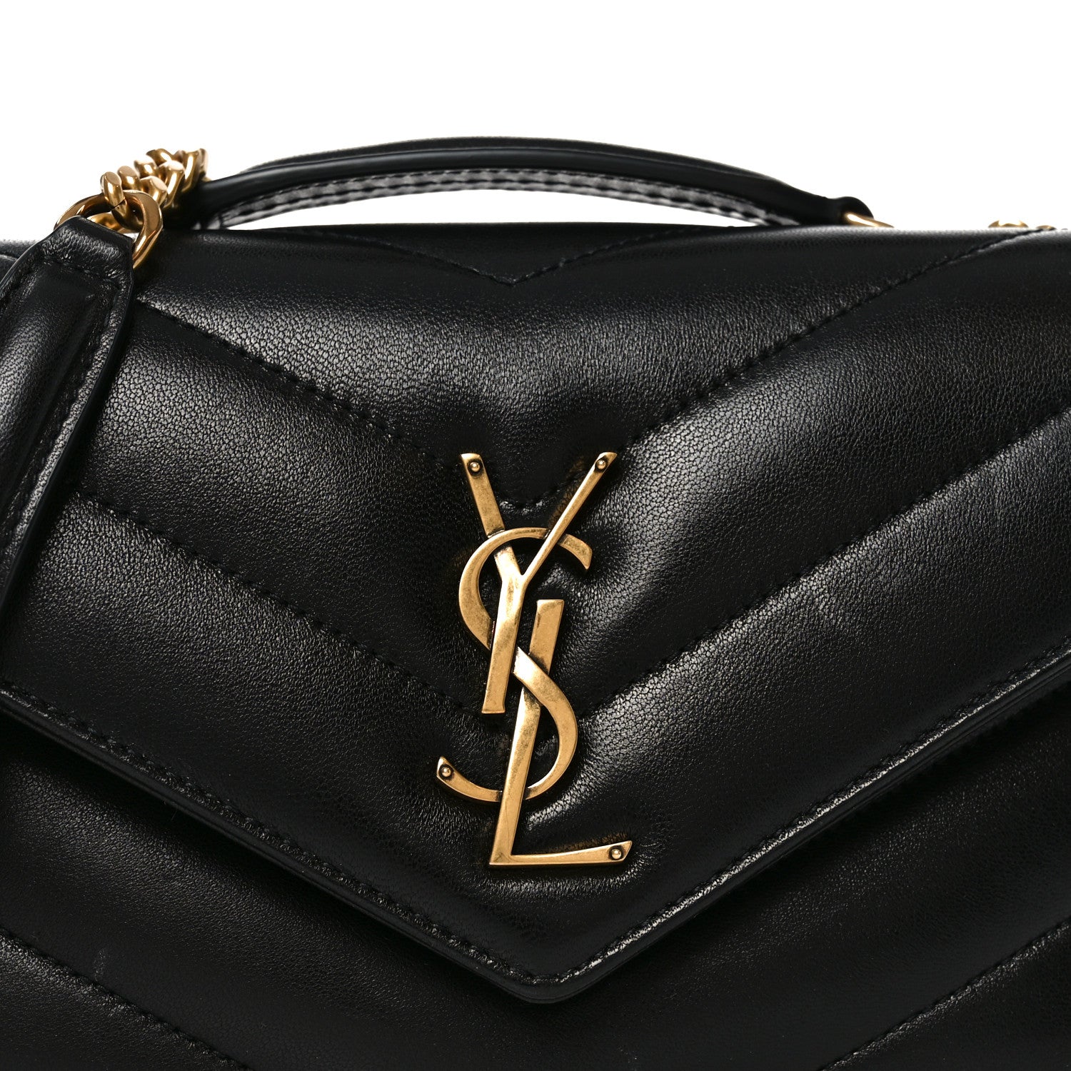 Saint Laurent Lambskin Chevron Quilted Small Loulou Bag Black 9 of 11
