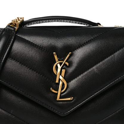 Saint Laurent Lambskin Chevron Quilted Small Loulou Bag Black 9 of 11