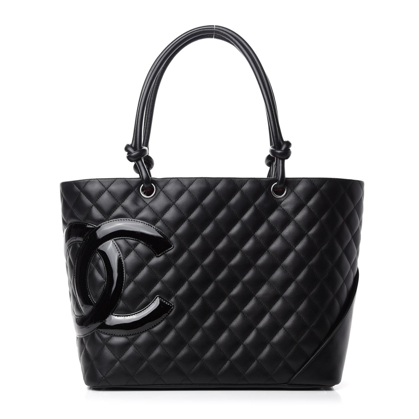 Calfskin Quilted Large Cambon Tote Black