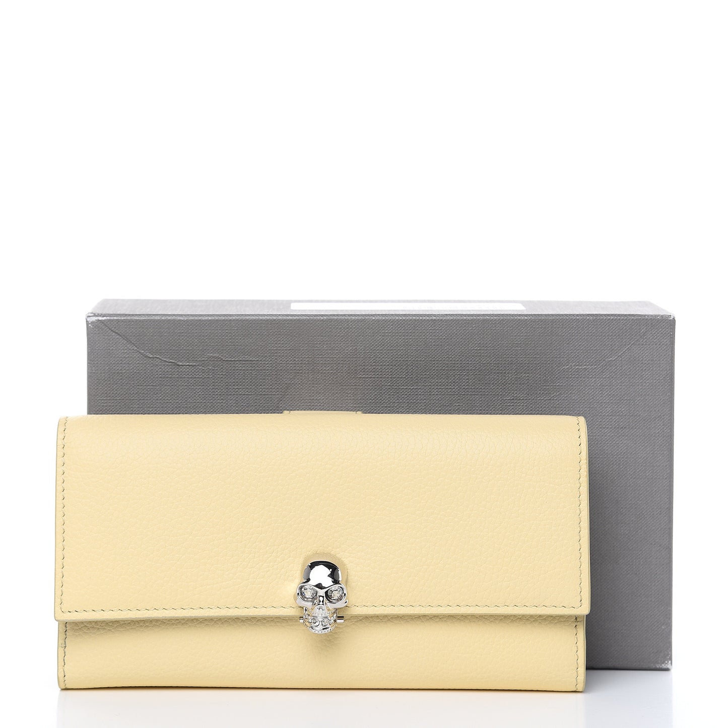 Calfskin Skull Continental Wallet Light Yellow