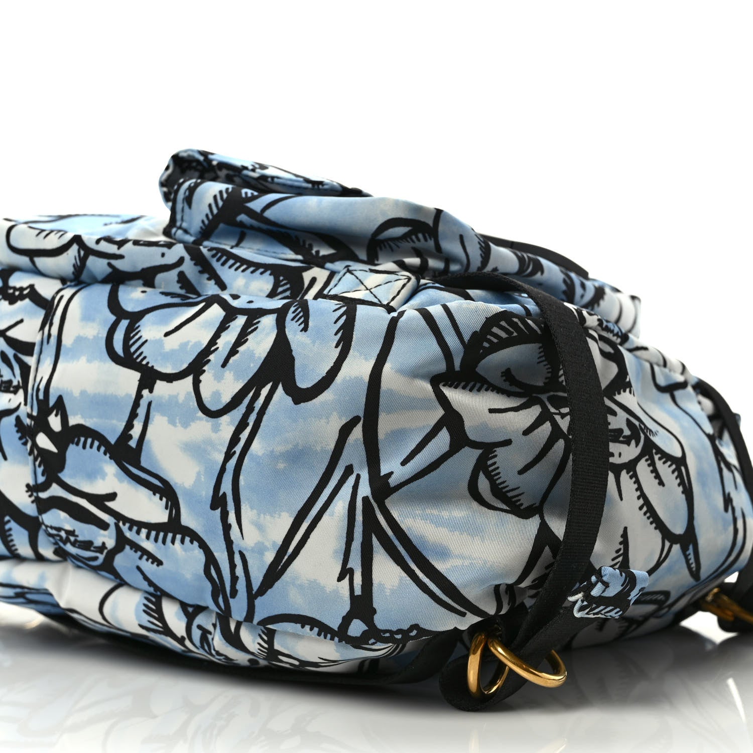 Fendi X JOSHUA VIDES Nylon Flower Clouds Print Pocket Backpack White Celeste Black 7 of 8