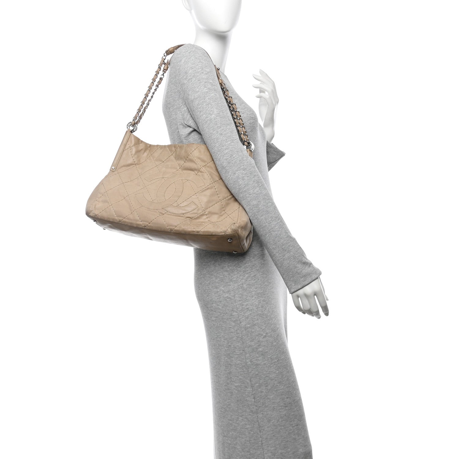 Chanel Iridescent Calfskin Small Sea Hit Tote Beige 2 of 12