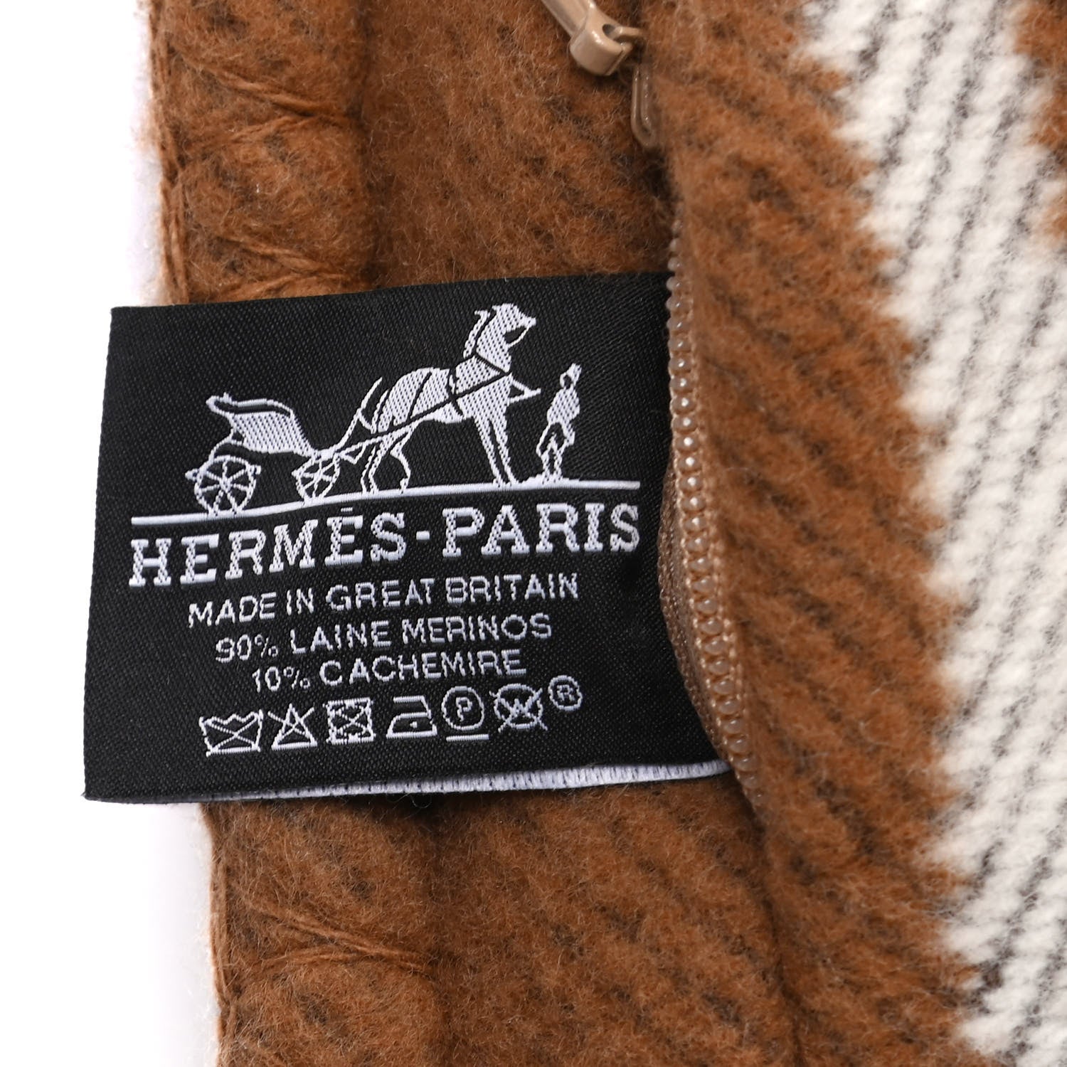 Hermes Wool Cashmere Avalon Pillow PM Ecru Camel 3 of 4