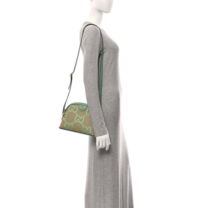Gucci Monogram Jumbo GG Textured Dollar Calfskin Small Ophidia Dome Shoulder Bag Beige Pepperlight Mint 2 of 10