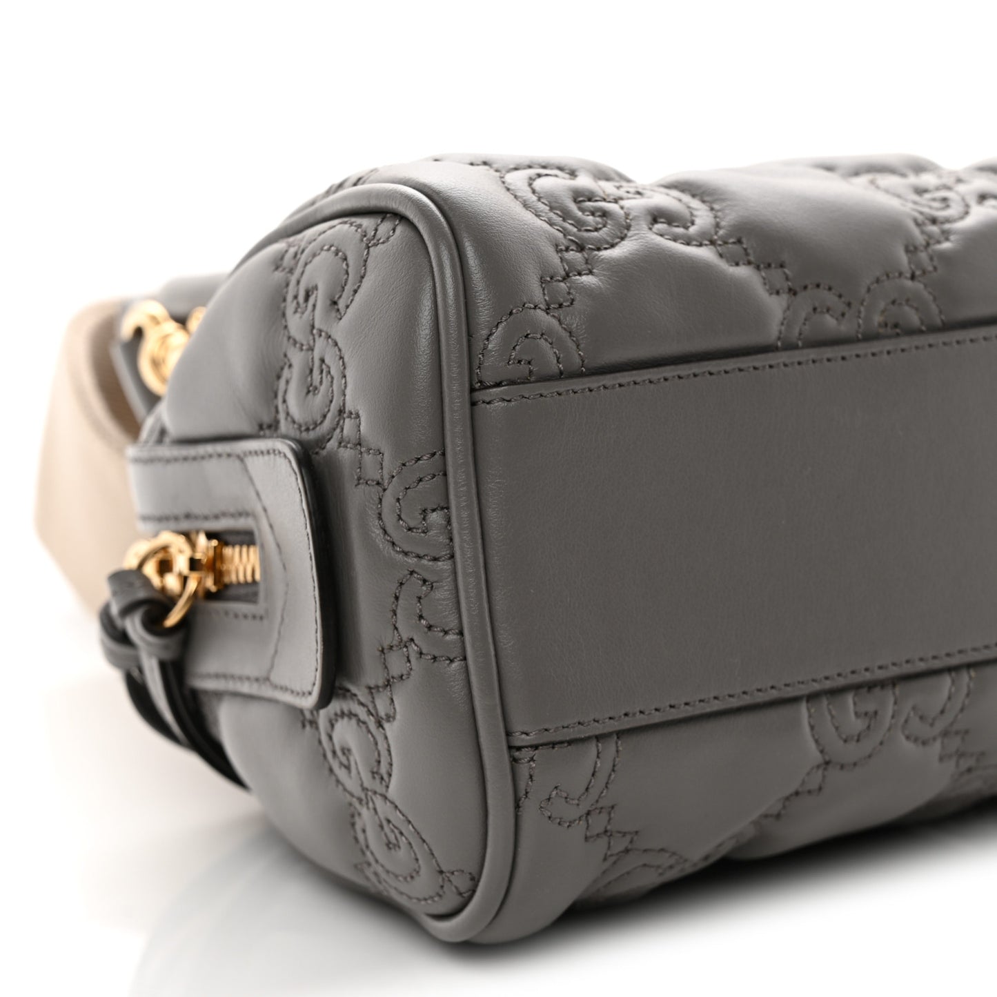 Calfskin GG Matelasse Mini Bowler Bag Dusty Grey Natural