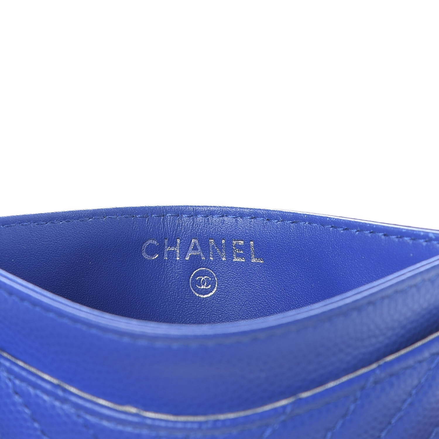 Chanel Caviar Chevron Quilted Card Holder Bright Blue 6 of 8