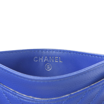 Chanel Caviar Chevron Quilted Card Holder Bright Blue 6 of 8