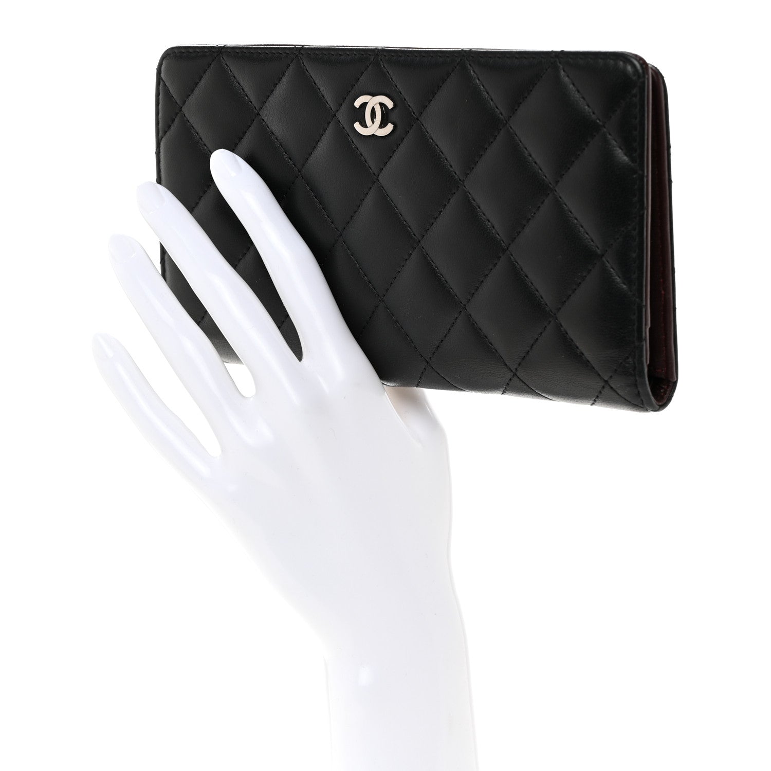Chanel Lambskin Quilted Yen Wallet Black 8 of 8