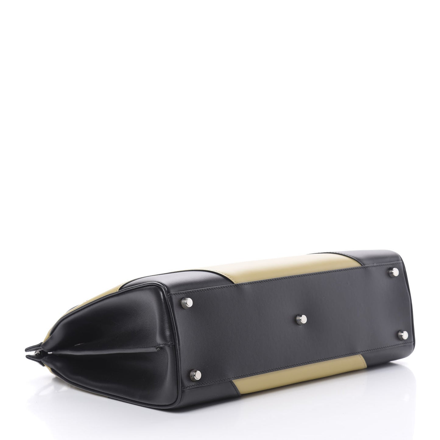 Smooth Calfskin Diagonal Striped Medium Zumi Top Handle Bag Black Beige