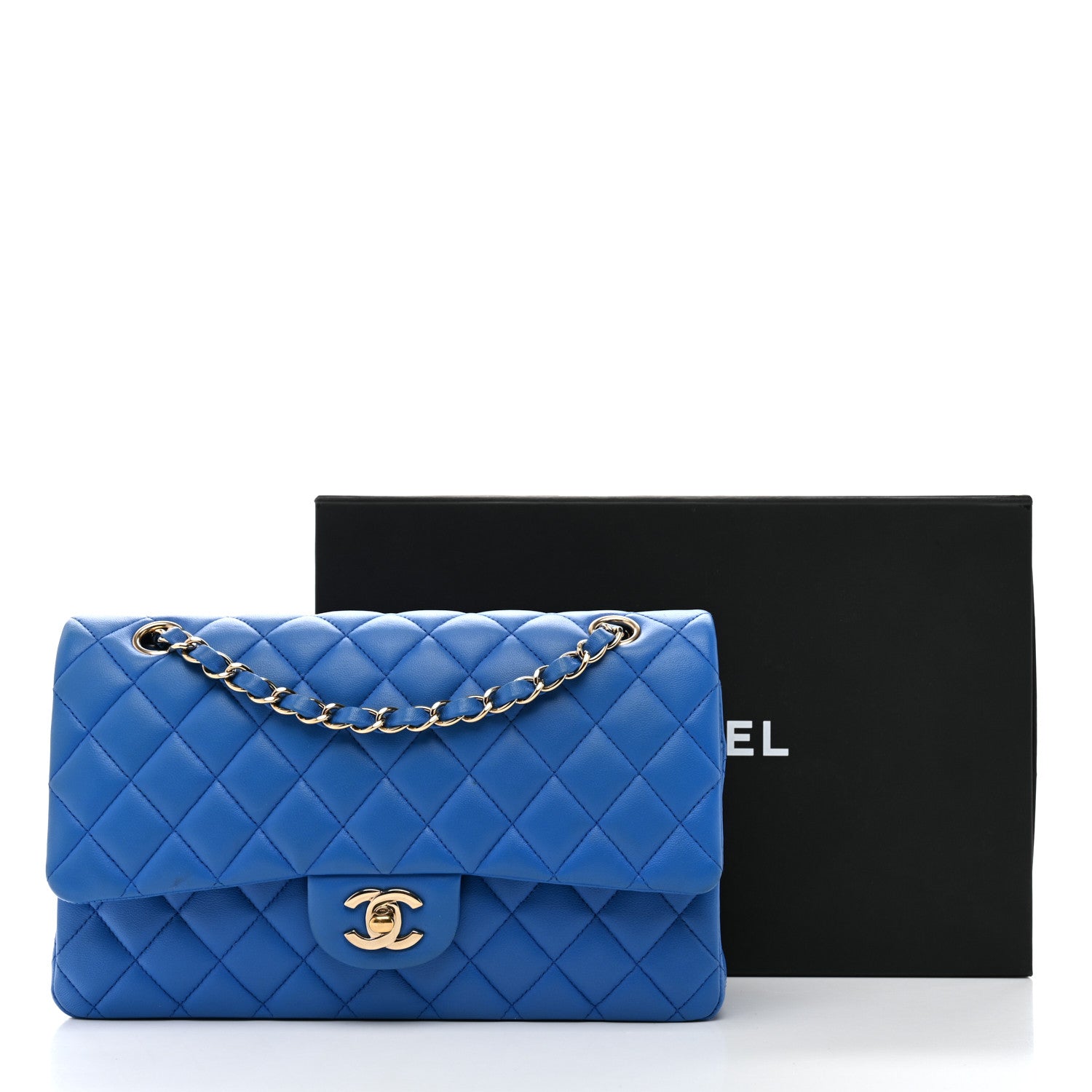 Chanel Lambskin Quilted Medium Double Flap Blue 13 of 13