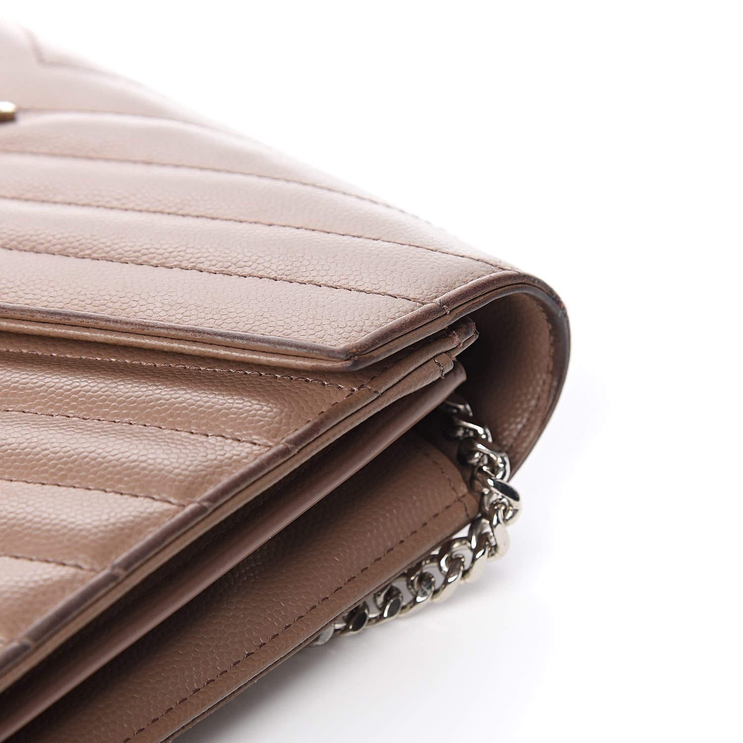 Saint Laurent Grain De Poudre Matelasse Chevron Monogram Chain Wallet Fard 10 of 13