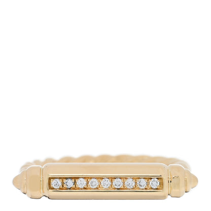 David Yurman 18K Yellow Gold Diamond Lexington Barrel Ring 53 6.5 1 of 5