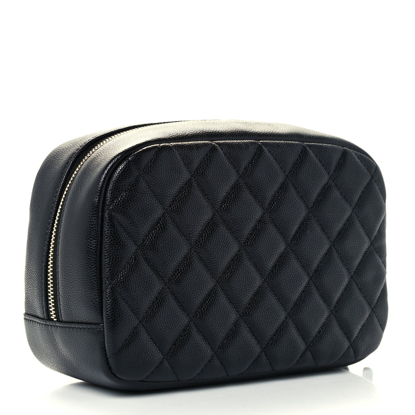 Caviar Quilted Curvy Pouch Cosmetic Case Black