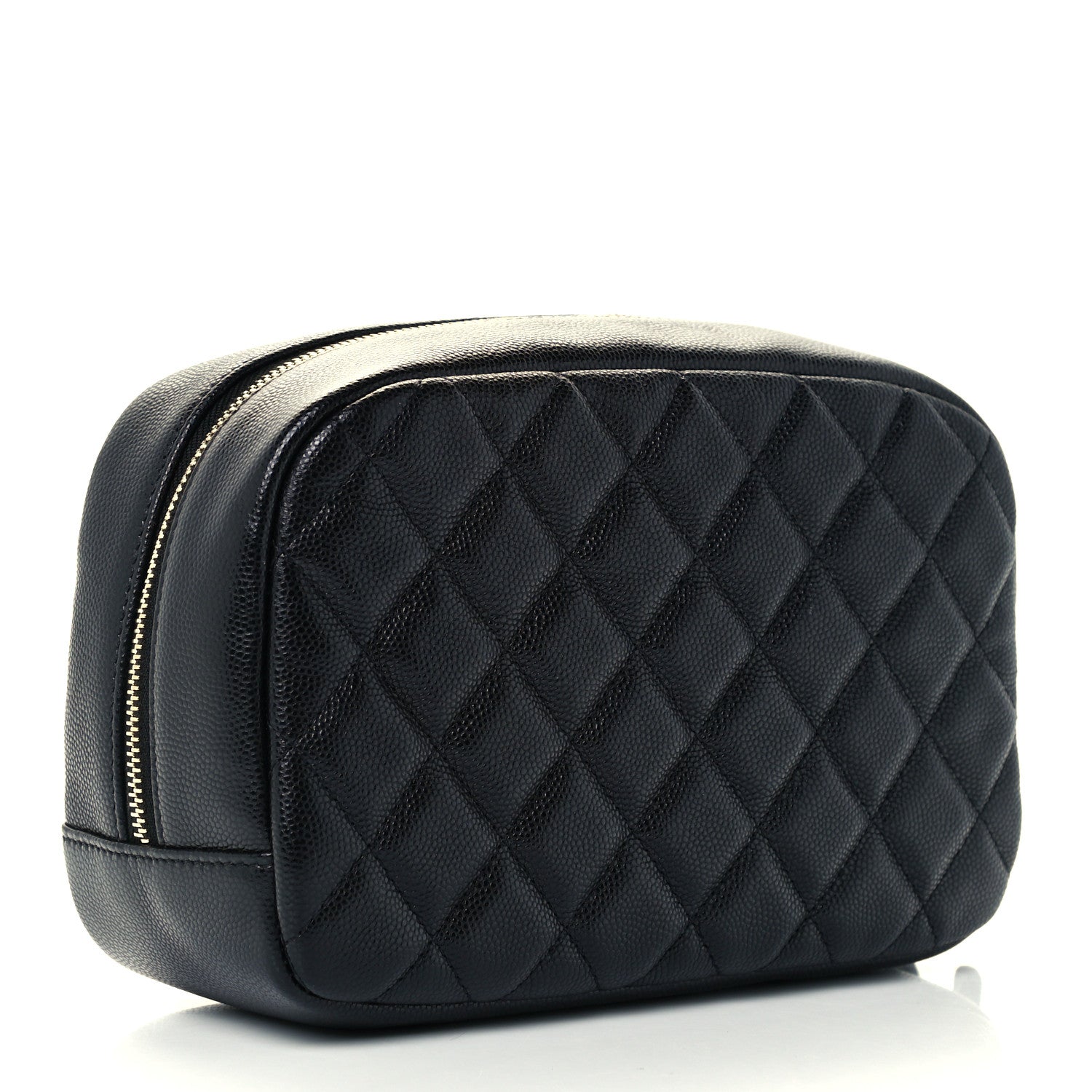 Chanel Caviar Quilted Curvy Pouch Cosmetic Case Black 3 of 10