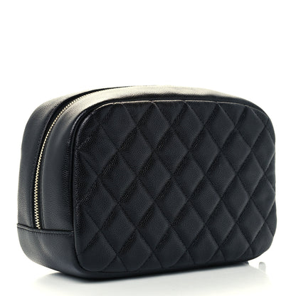 Chanel Caviar Quilted Curvy Pouch Cosmetic Case Black 3 of 10
