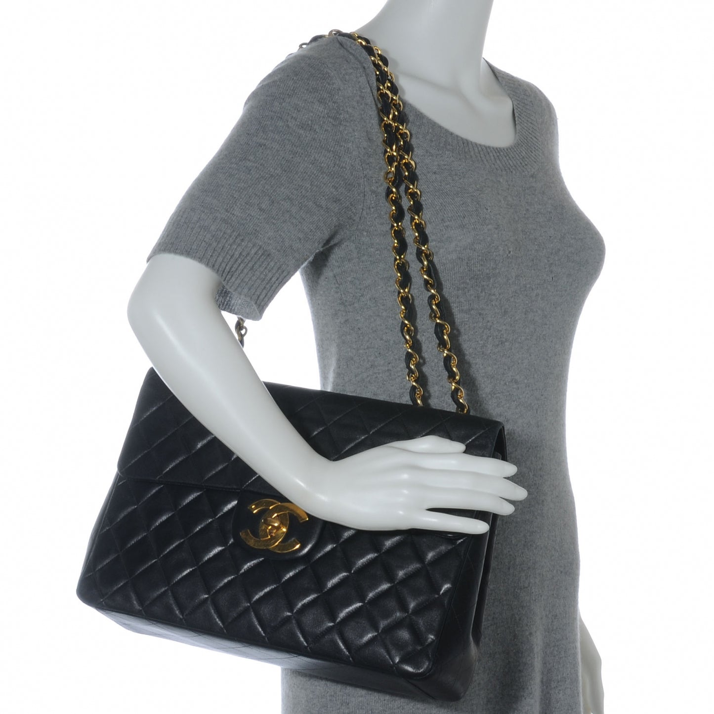 Lambskin XL Jumbo Flap Black