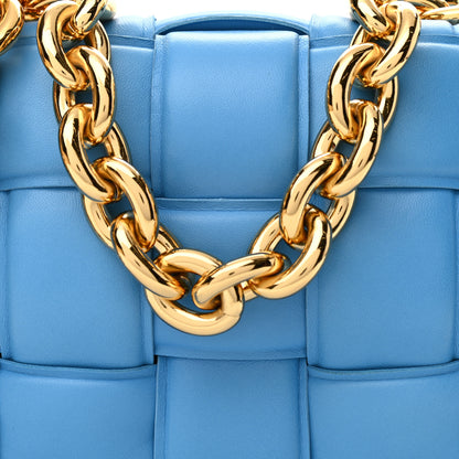 Bottega Veneta Lambskin Maxi Intreccio Padded Chain Cassette Crossbody Bag Swimming Pool 7 of 9