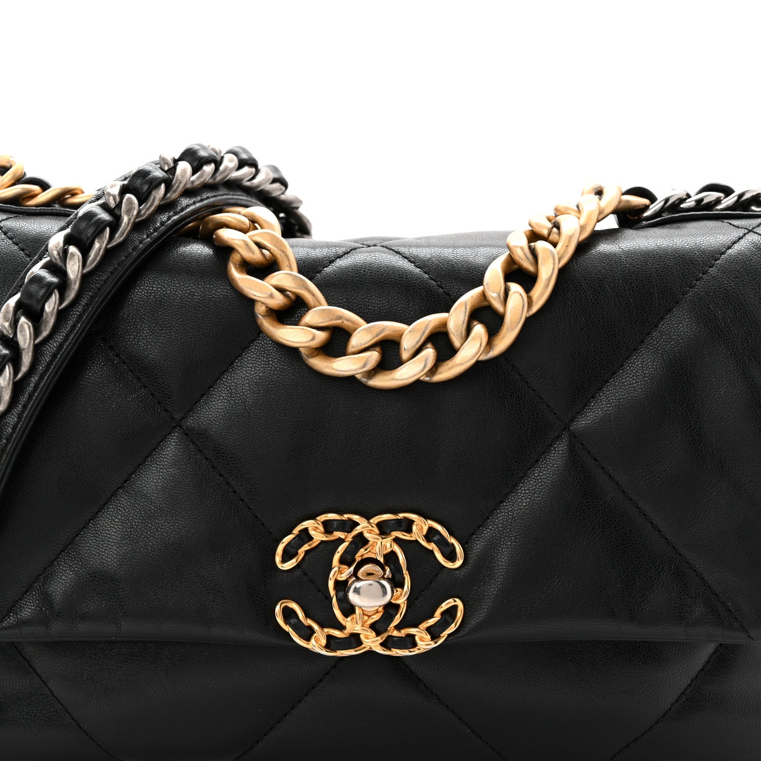 Chanel Goatskin Quilted Medium Chanel 19 Flap Black 1862944