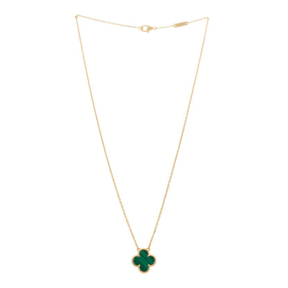 Van Cleef & Arpels 18K Yellow Gold Malachite Vintage Alhambra Pendant Necklace 3 of 5