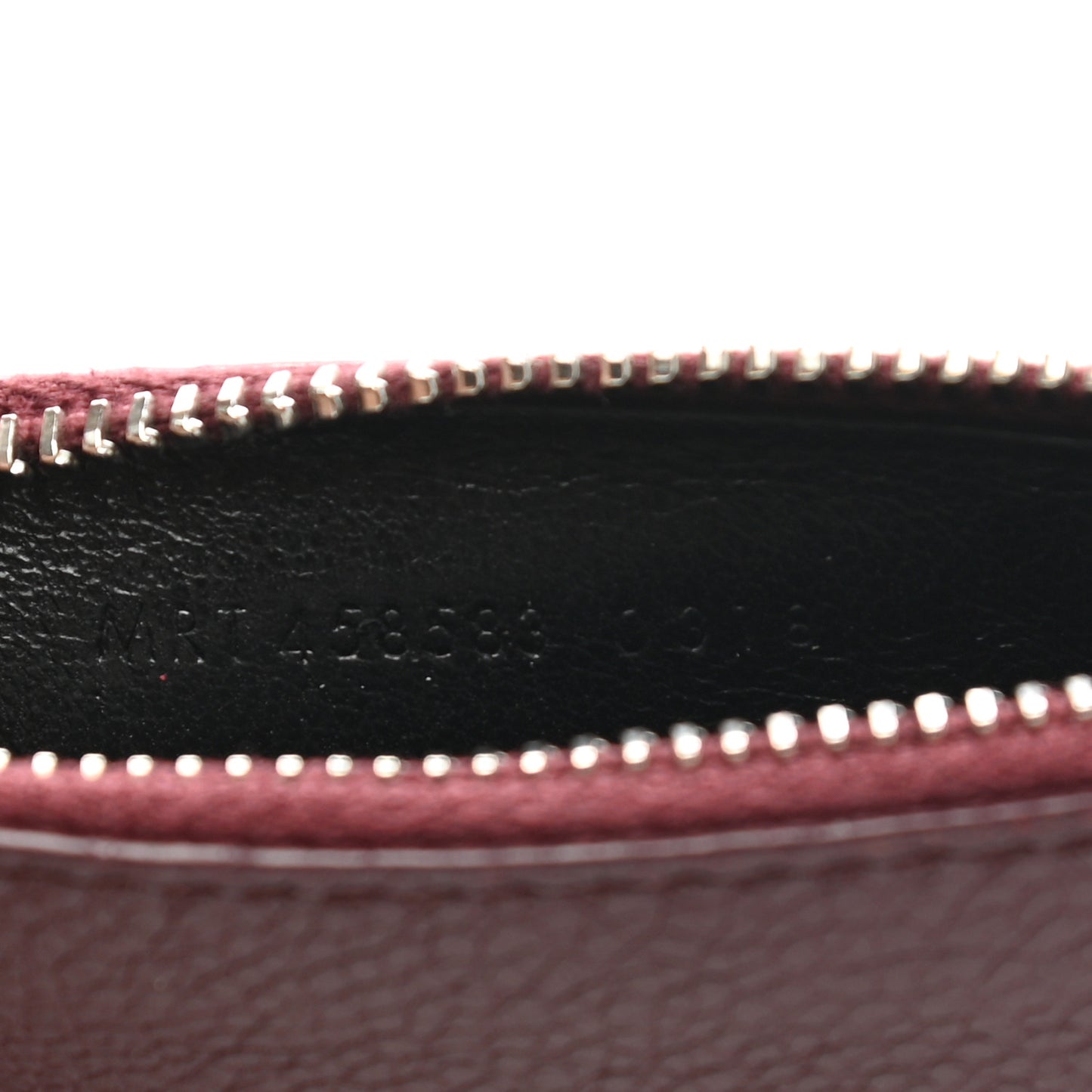 Grained Calfskin 5 Fragments Zip Pouch Card Holder Burgundy
