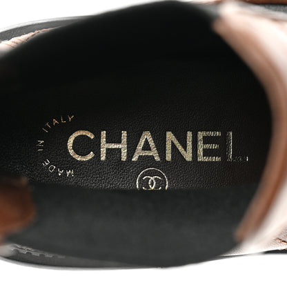 Chanel Calfskin Patent Cap Toe Quilted Short Boots 40 Brown Black 6 of 10