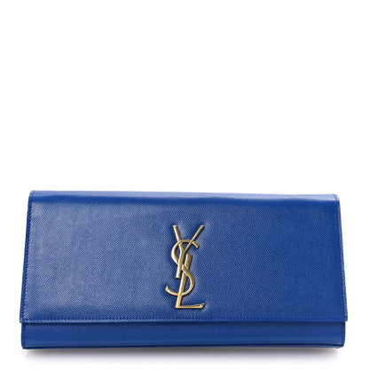 Saint Laurent Patent Grain De Poudre Classic Monogram Cassandre Clutch Blue Majorelle 1 of 6