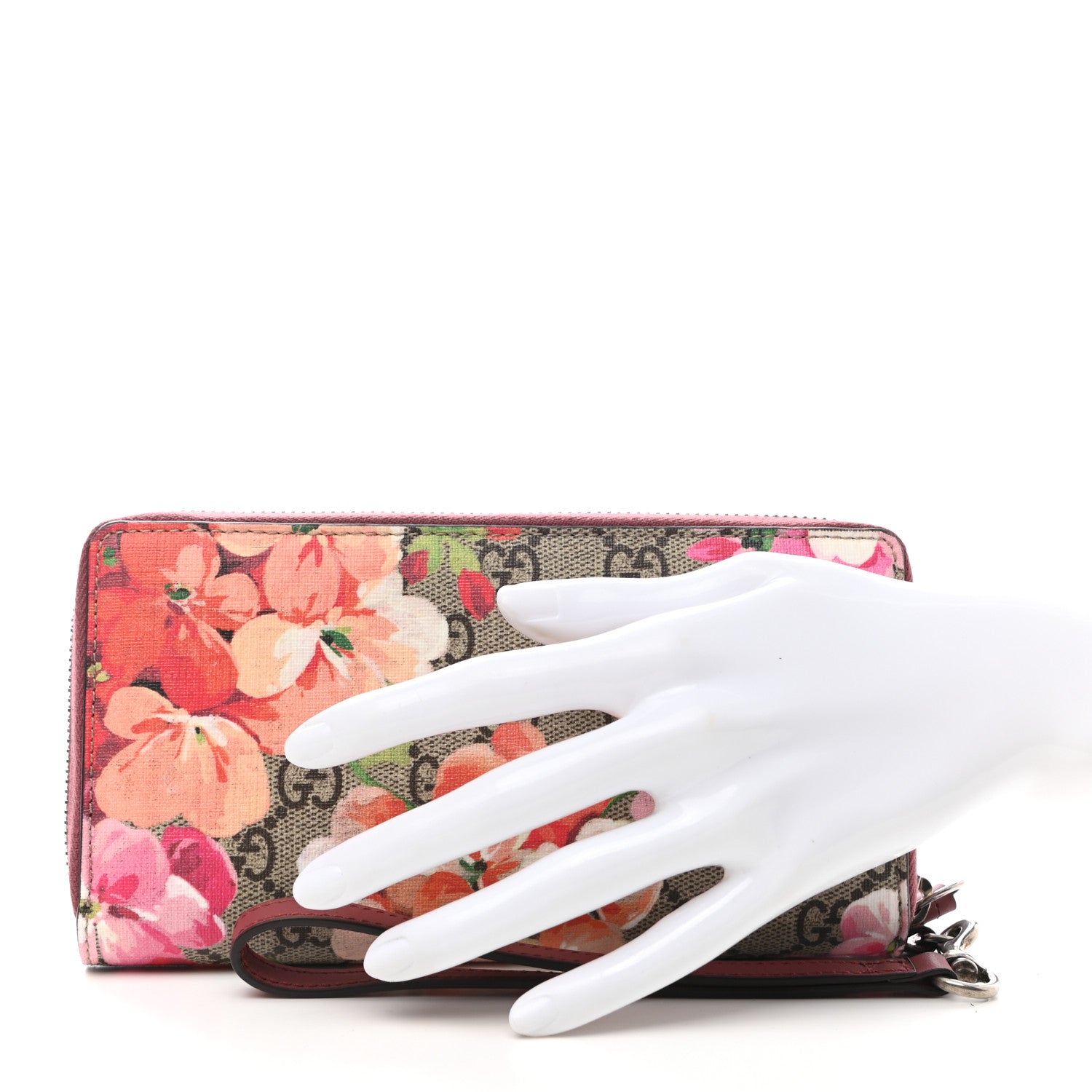 Gucci GG Supreme Monogram Blooms Wrist Wallet Beige Multicolor Dry Rose 2 of 8