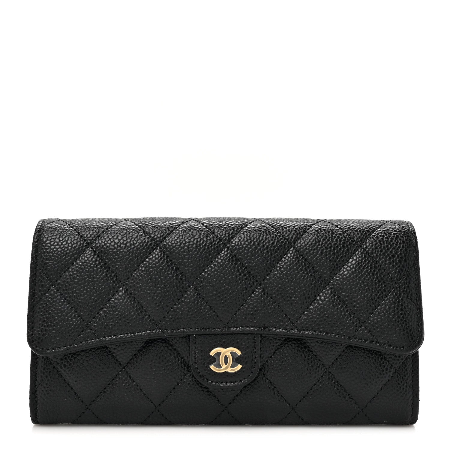 Chanel Caviar Quilted Large Gusset Flap Wallet Black 1 of 9