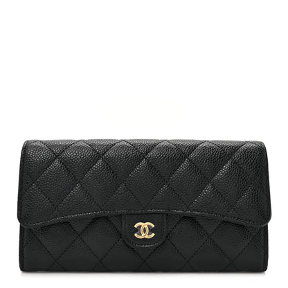 Chanel Caviar Quilted Large Gusset Flap Wallet Black 1 of 9