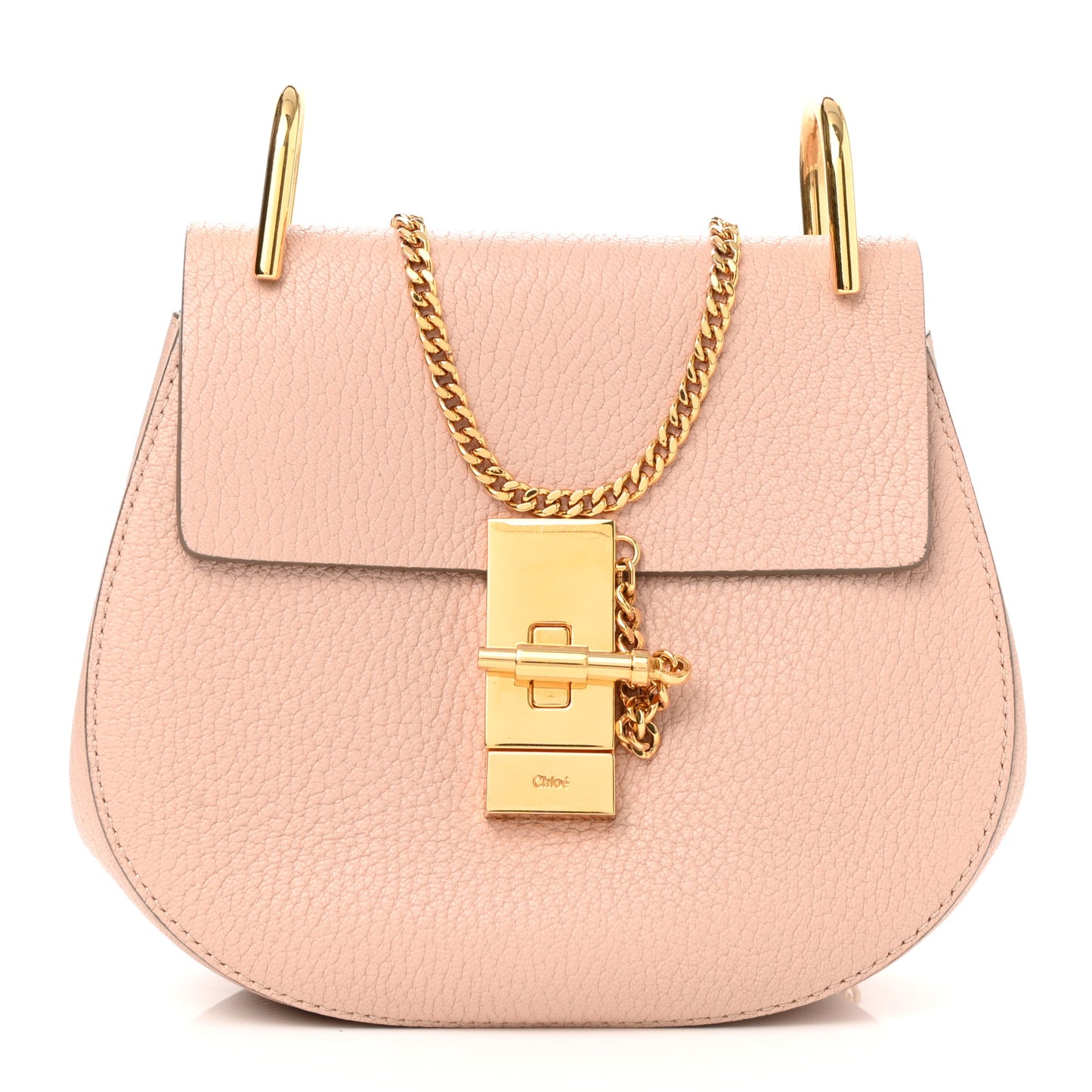 Grained Lambskin Mini Drew Shoulder Bag Cement Pink