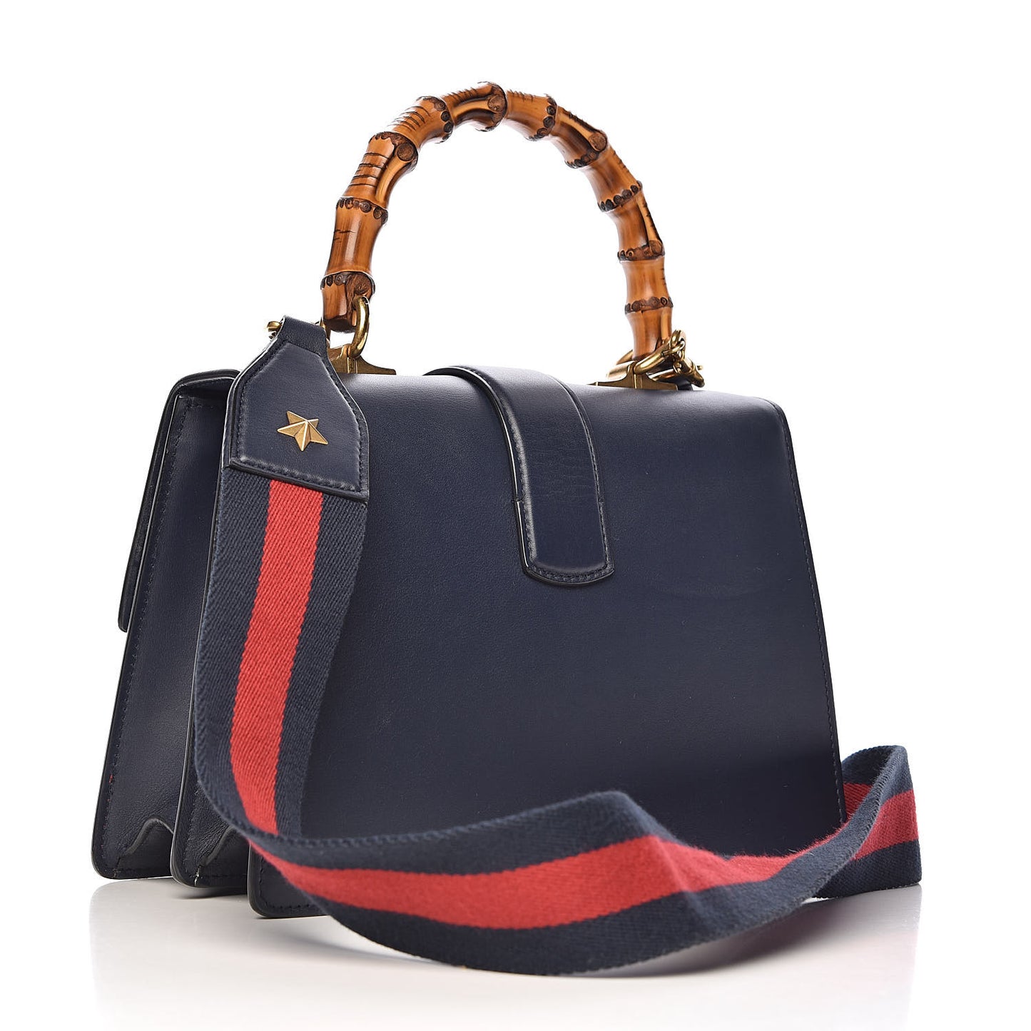 Moon Calfskin Bamboo Web Medium Dionysus Top Handle Bag Blue Emerald Hibiscus Red