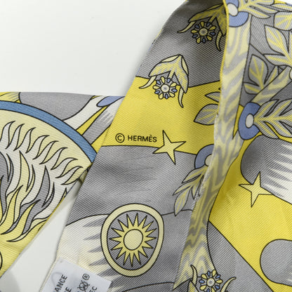 Hermes Silk La Source de Pegase Twilly Jaune Vif Gris Perle 2 of 4