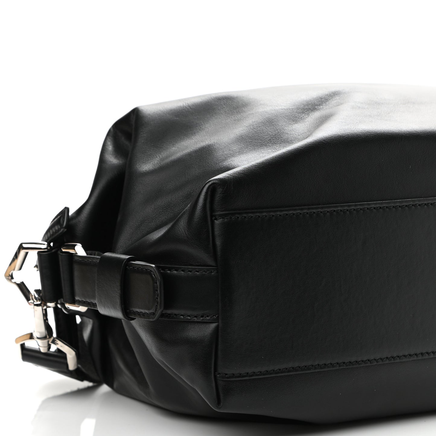 Waxed Calfskin Small Nightingale Logo Strap Black