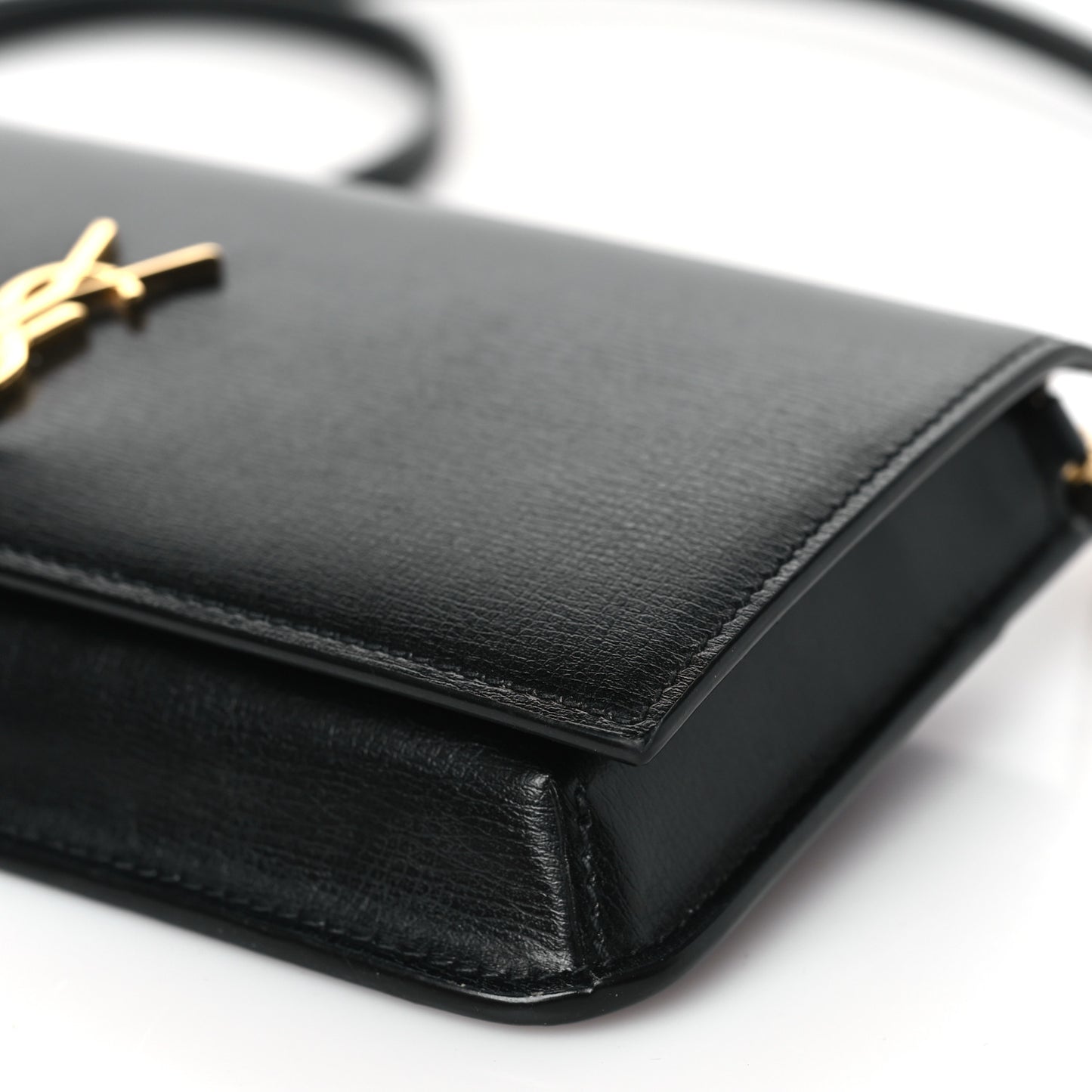 Grained Calfskin Monogram Phone Holder Crossbody Black