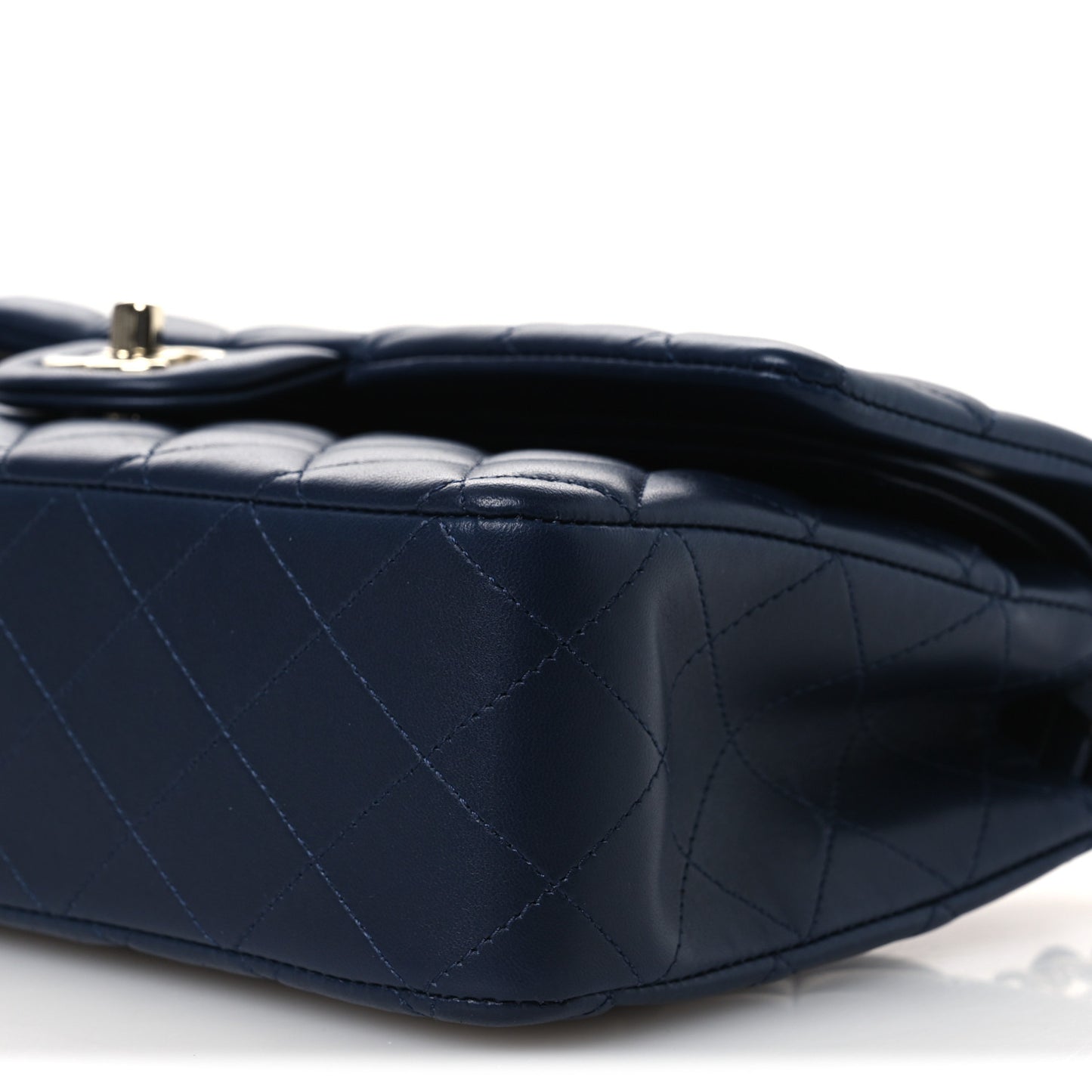 Lambskin Quilted Medium Double Flap Navy