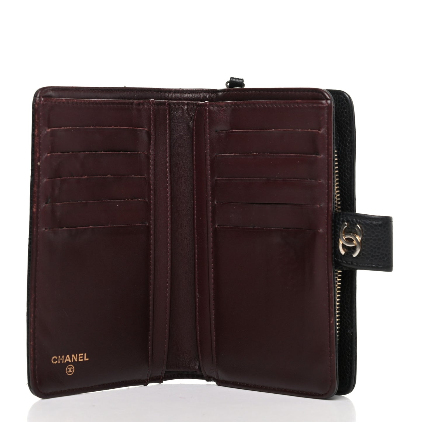 Caviar Quilted Zipped Pocket Wallet Black