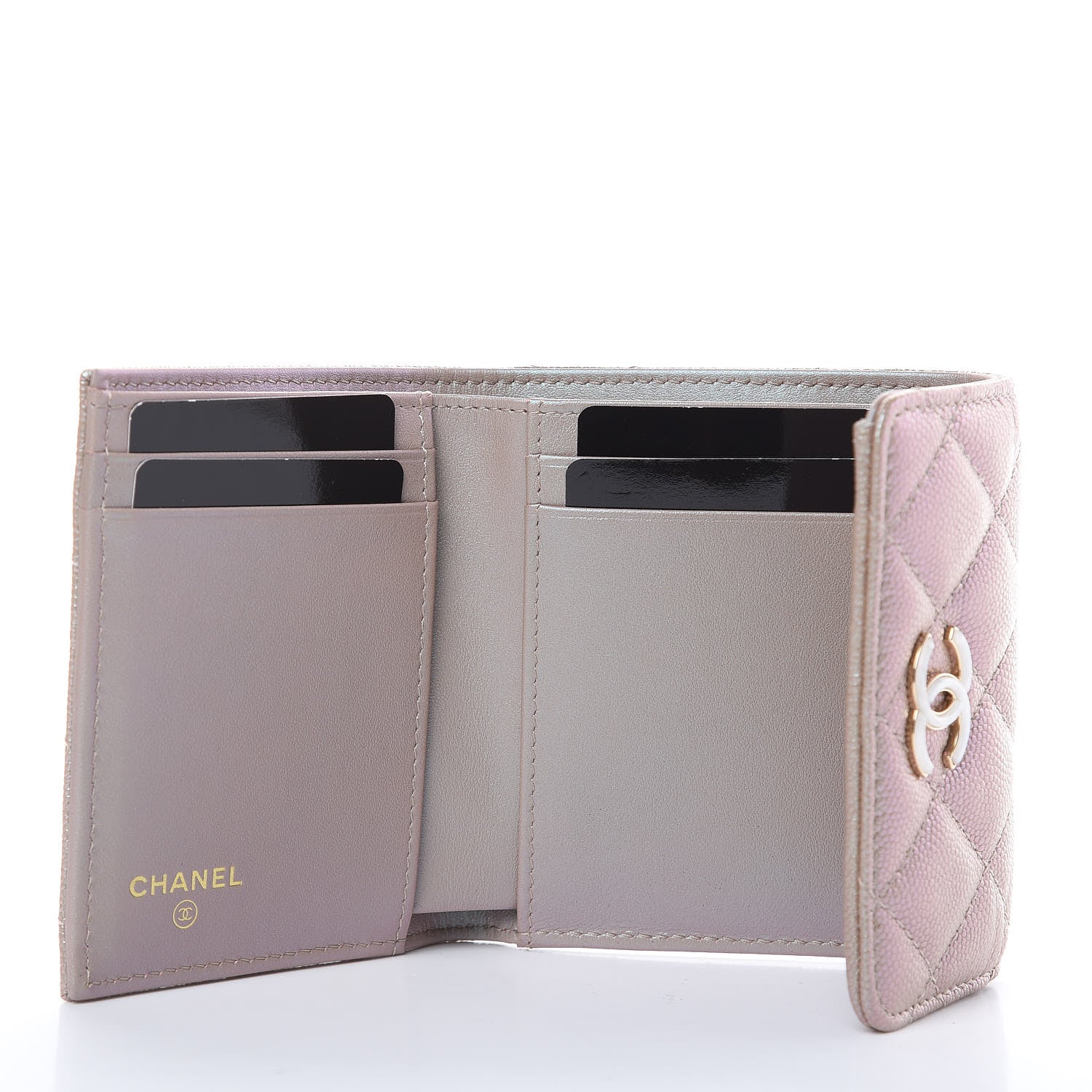 Chanel Iridescent Caviar Quilted Small Flap Wallet Beige 5 of 8