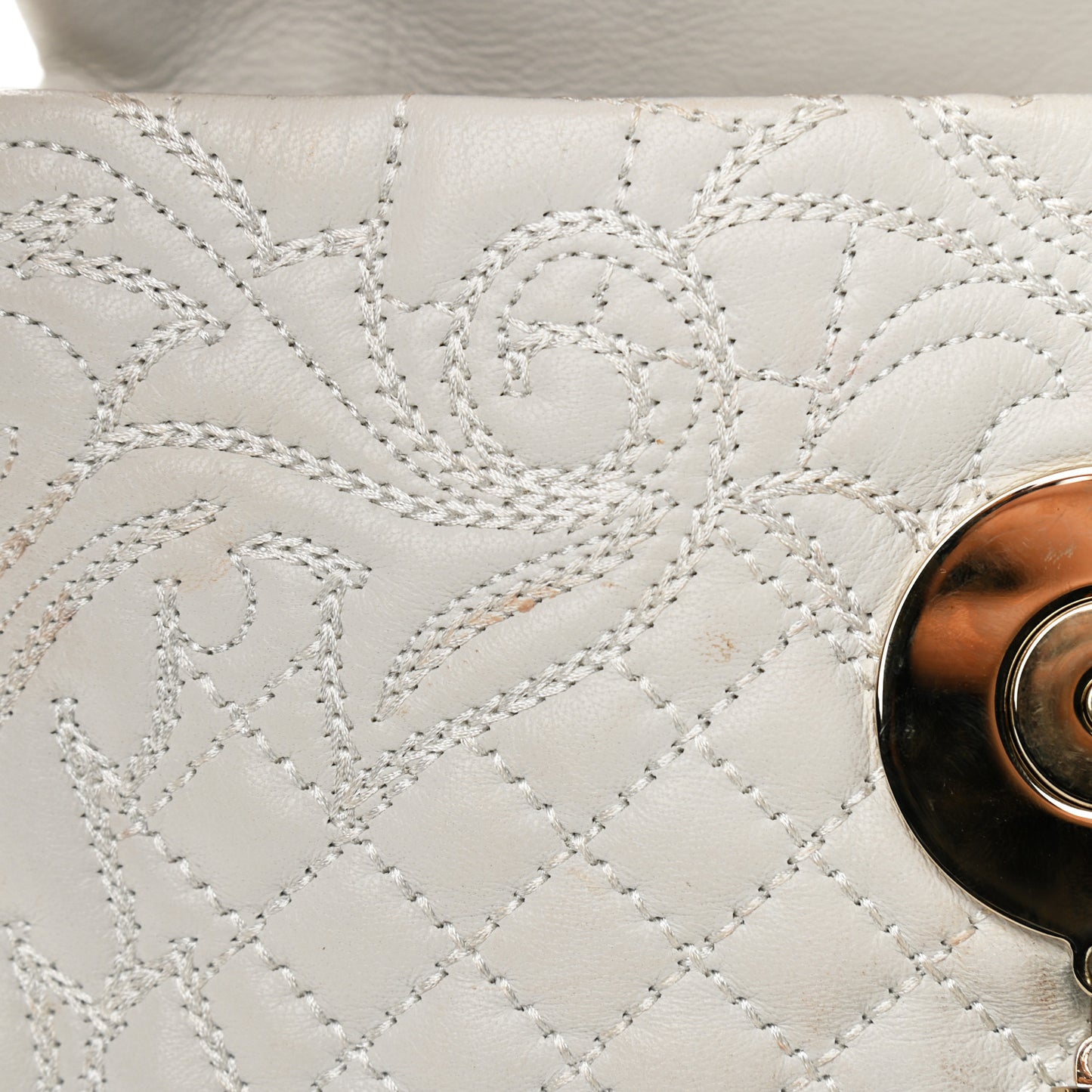 Nappa Barocco Quilted Vanitas Medea Shoulder Bag White