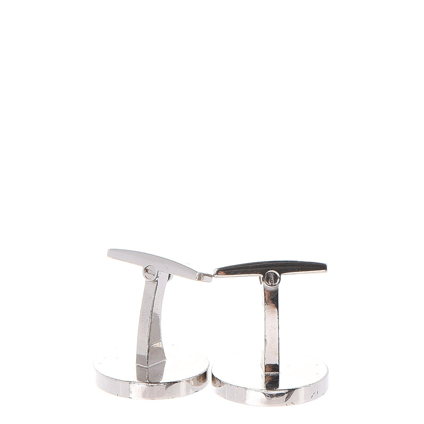 Sterling Silver Palladium Finish Double C Logo Rose Decor Cufflinks Blue