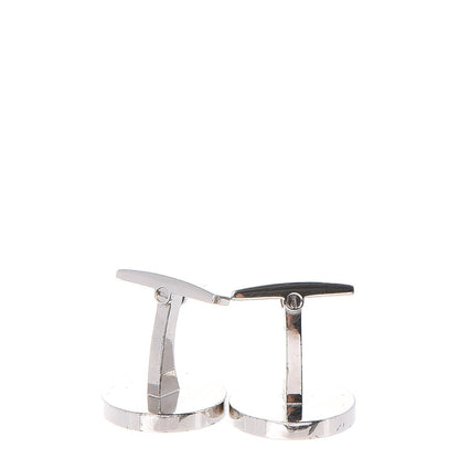 Cartier Sterling Silver Palladium Finish Double C Logo Rose Decor Cufflinks Blue 4 of 9
