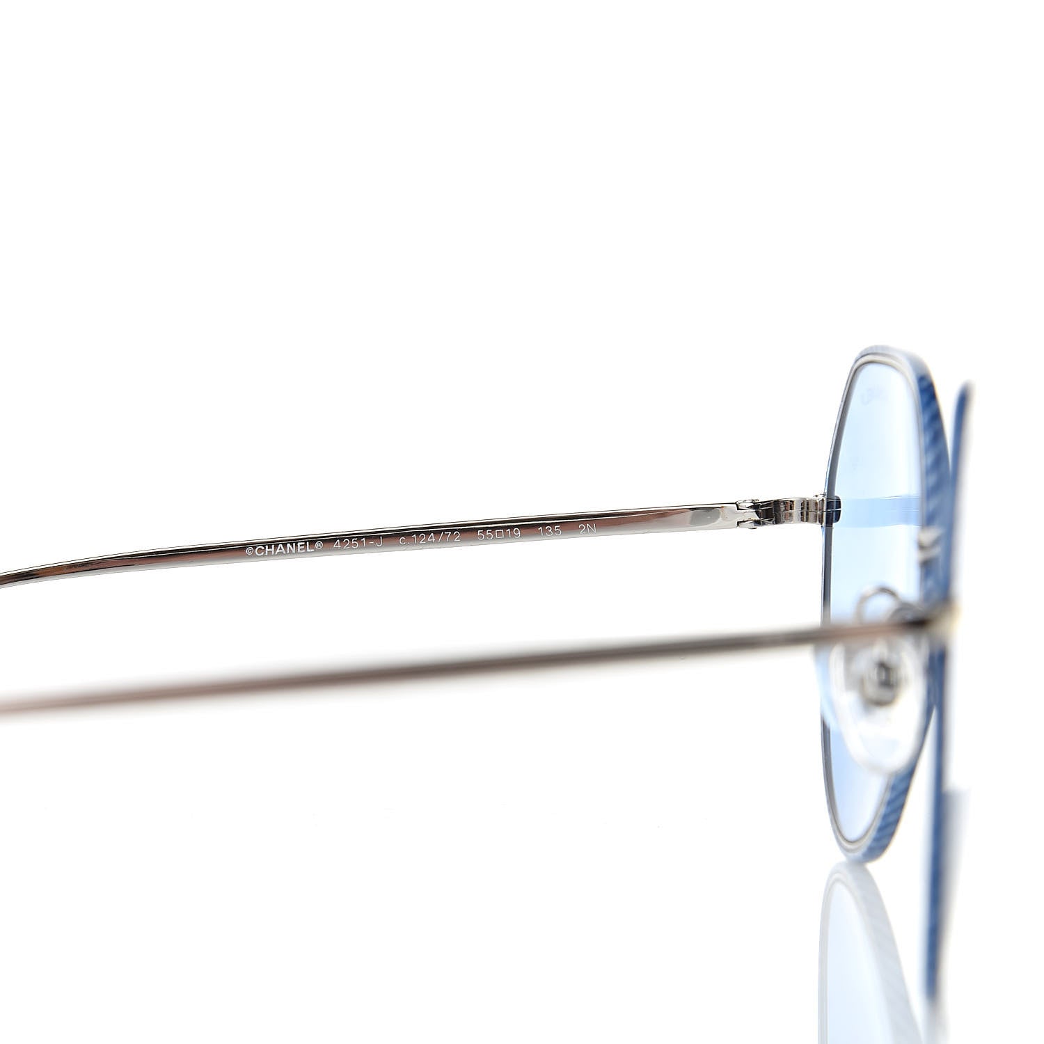 Chanel Round Sunglasses 4251-J Silver Blue 516993 – FASHIONPHILE