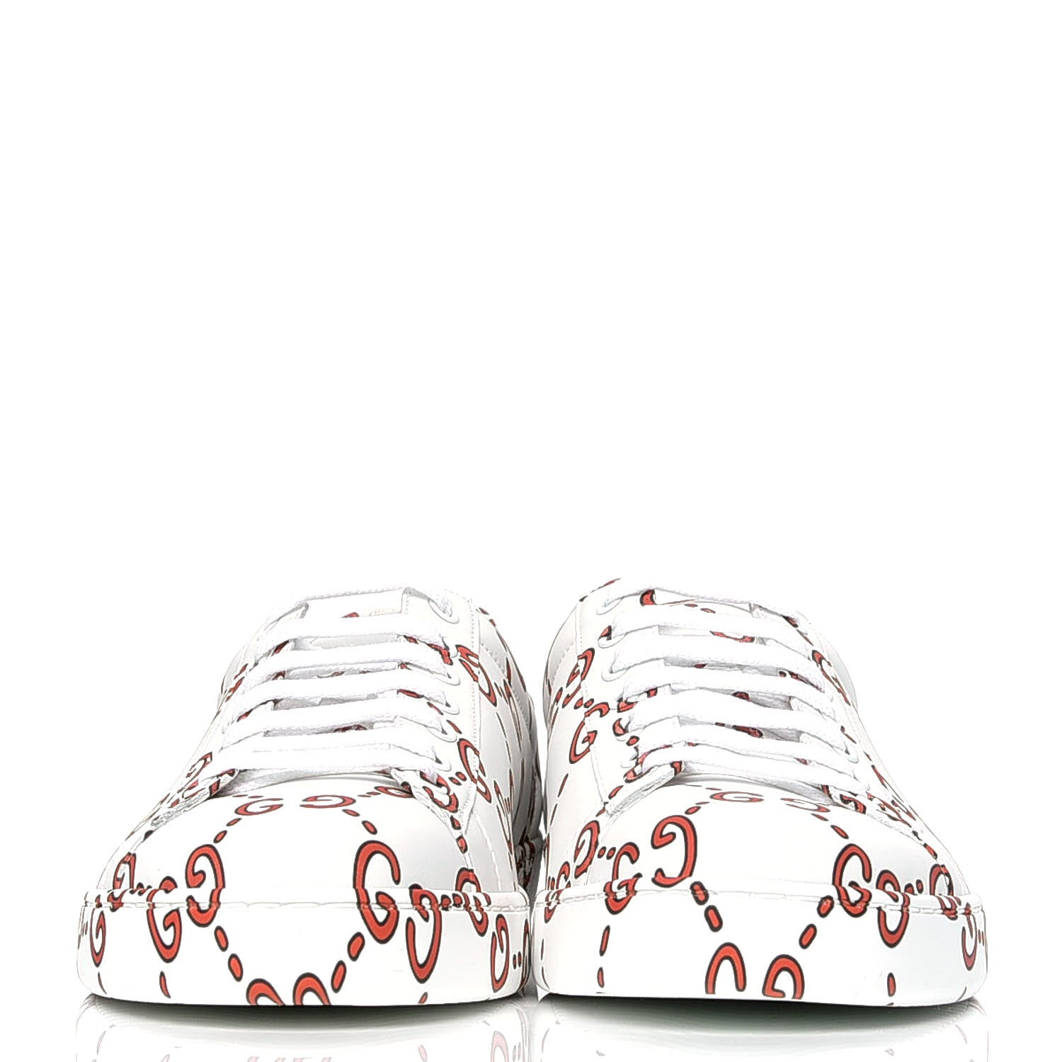 Gucci Calfskin GucciGhost Print Mens Ace Sneakers 9 White Hibiscus Red 2 of 4