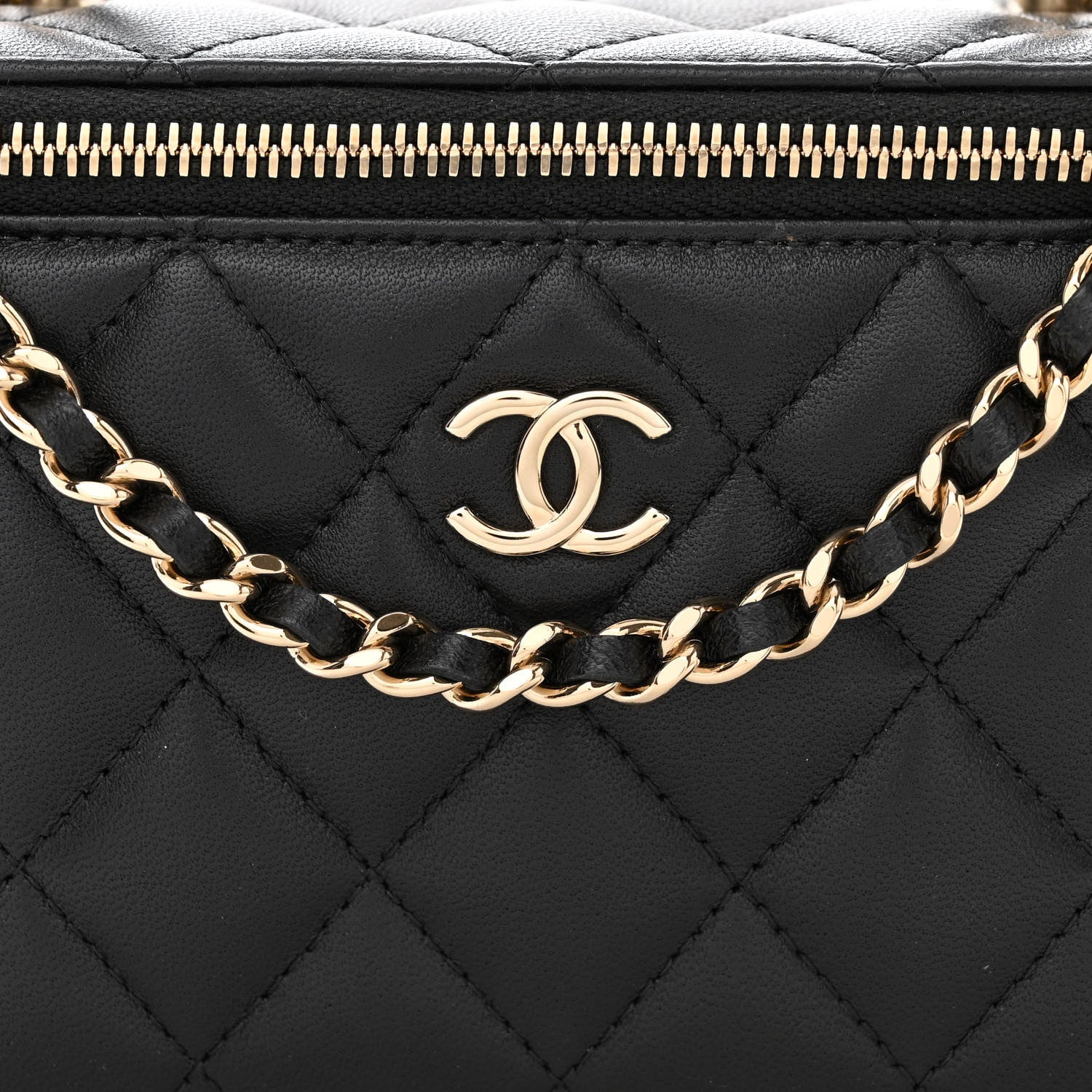 Chanel Lambskin Quilted Small Top Handle Vanity Case With Chain Black 8 of 12